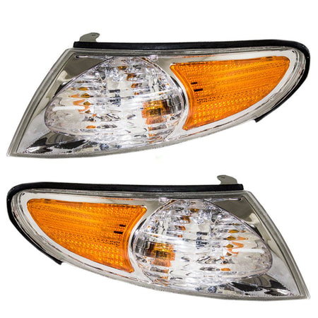 DAT AUTO PARTS Front Left Driver & Right Passenger Side Parking Light Lens & Housing Assembly Replacement For 2002 - 2003 Toyota Solara Amber & Cle...