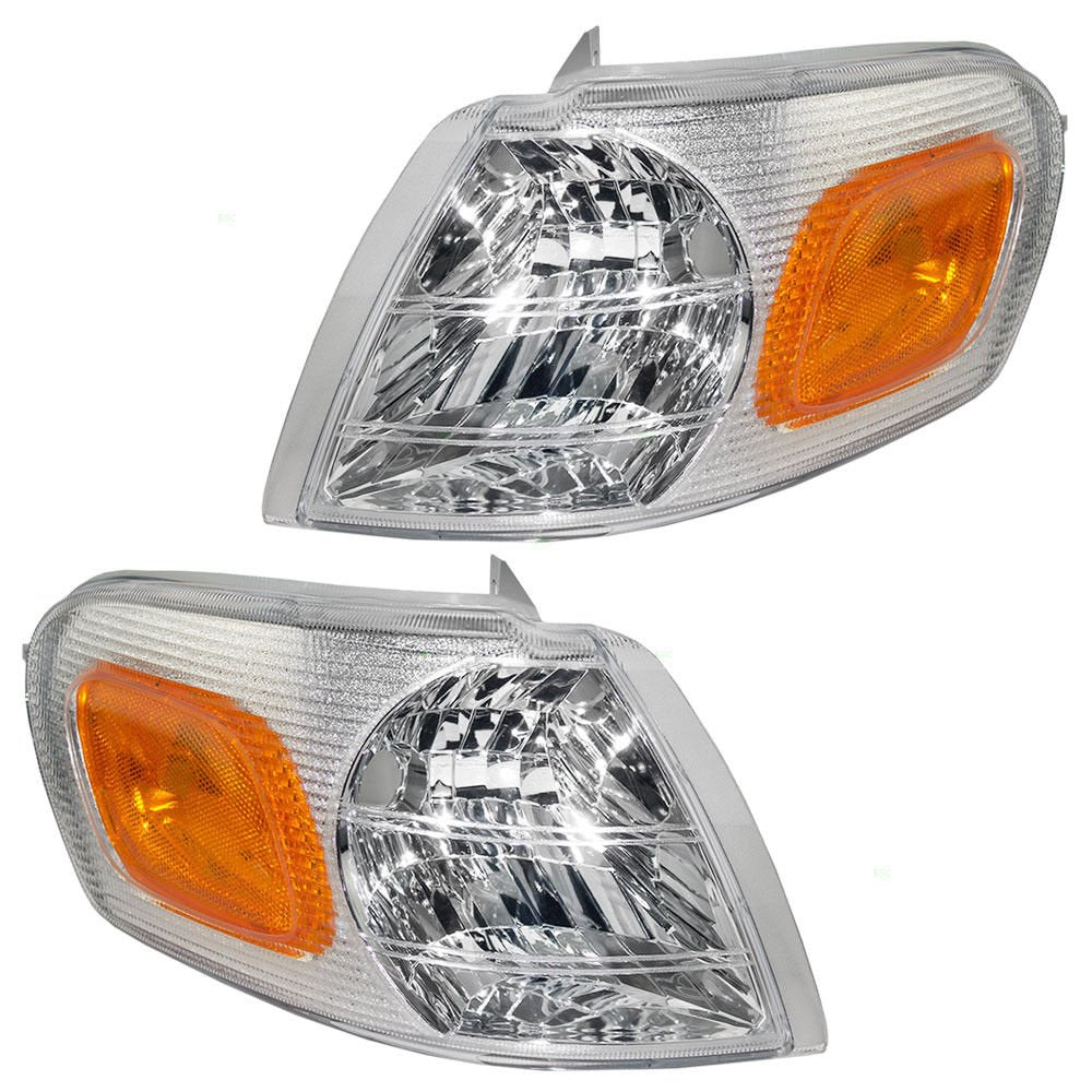 DAT AUTO PARTS Front Left Driver & Right Passenger Side Lens With Corner Lamp Set Of 2 Replacement For 1997 - 2005 Chevrolet Venture Clear & Amber ...