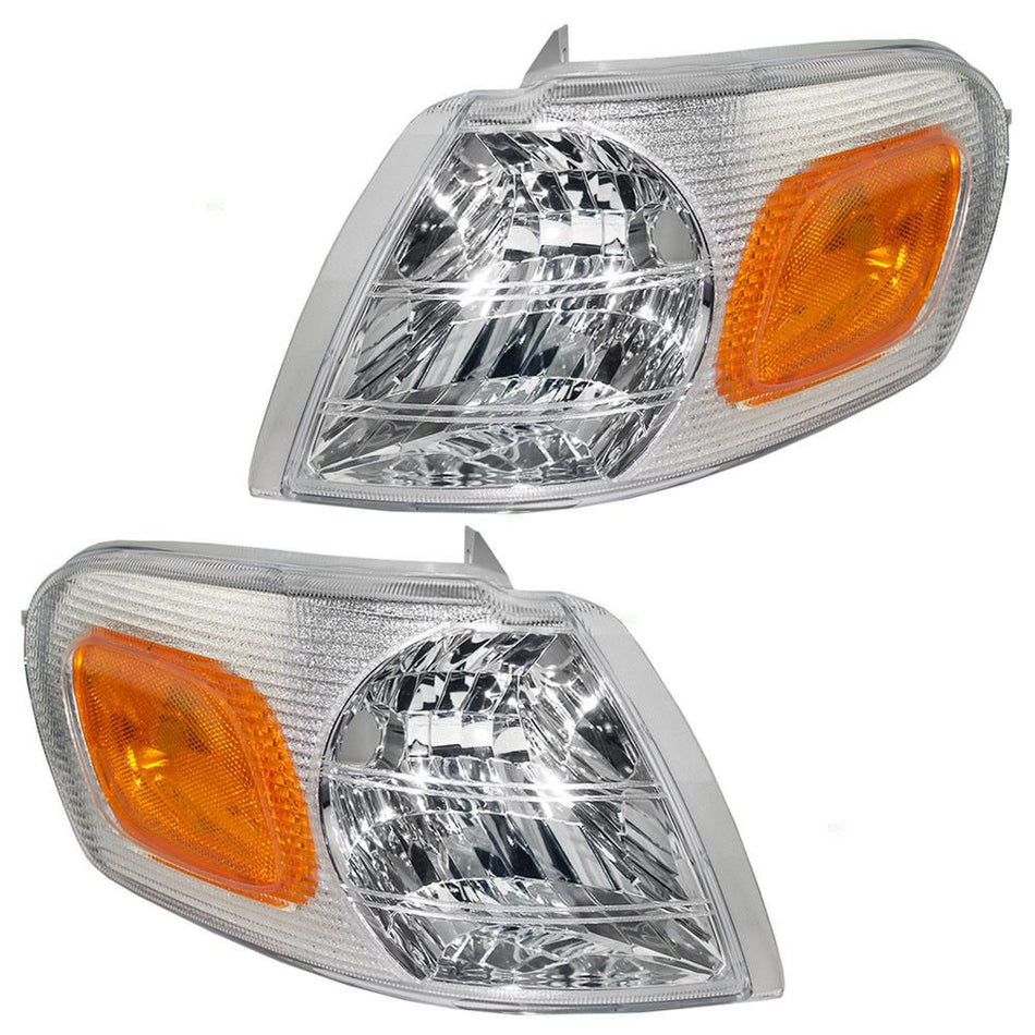 DAT AUTO PARTS Front Left Driver & Right Passenger Side Lens With Corner Lamp Set Of 2 Replacement For 1997 - 2005 Chevrolet Venture Clear & Amber ...