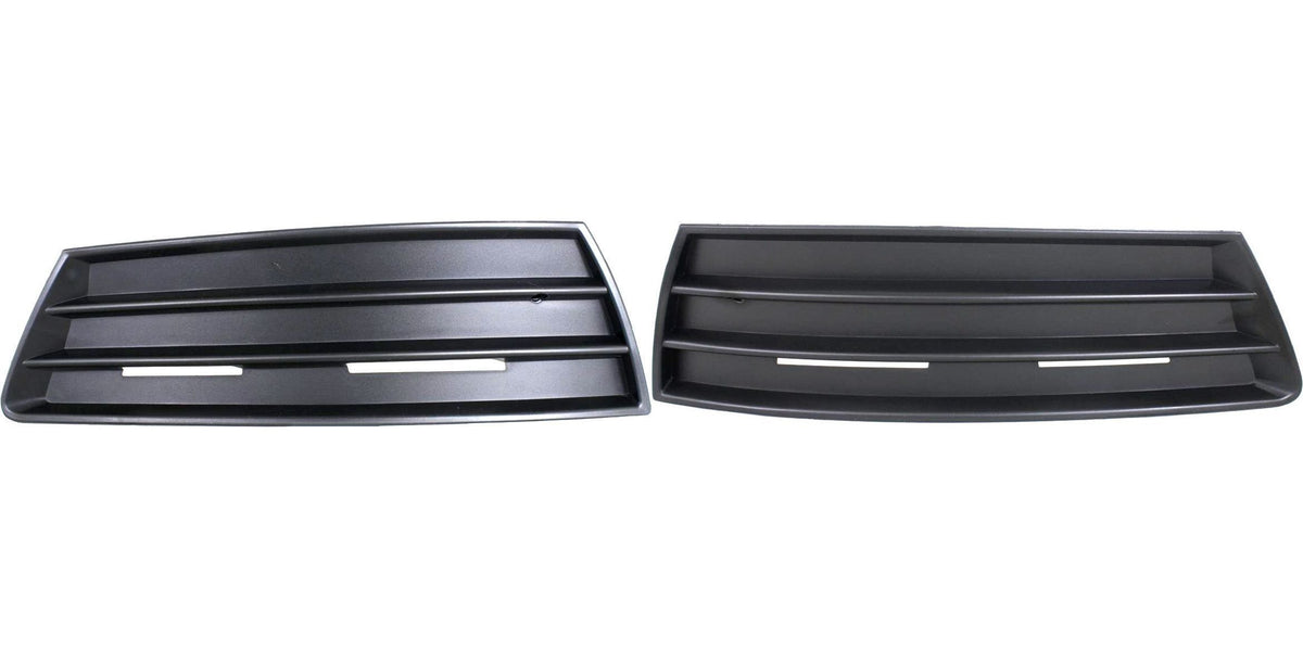 DAT AUTO PARTS Front Right Passenger & Left Driver Side Bumper Fog Light Cover Grille Replacement For 2009 - 2012 Volkswagen Passat CC Black Smooth...