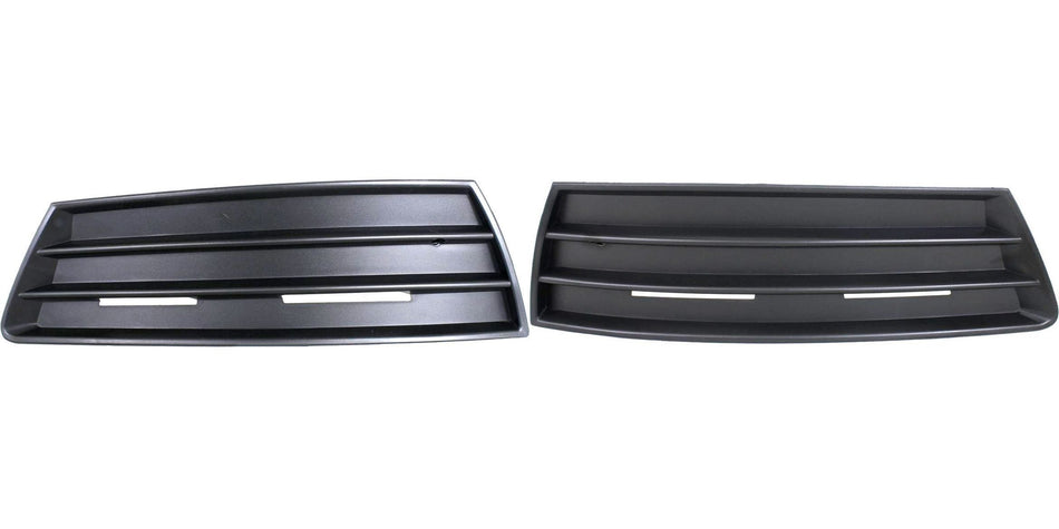 DAT AUTO PARTS Front Right Passenger & Left Driver Side Bumper Fog Light Cover Grille Replacement For 2009 - 2012 Volkswagen Passat CC Black Smooth...