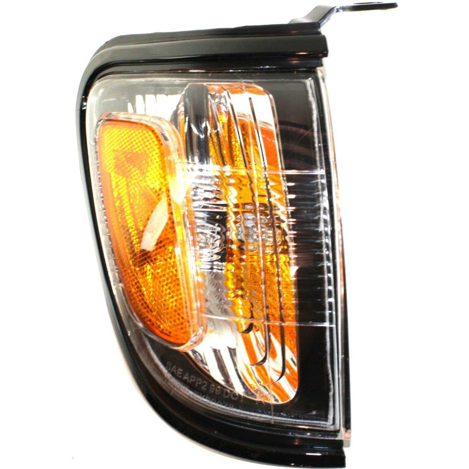 Front Passenger Side Marker Parking Light Assembly Fits 2001-2004 Toyota Tacoma Black Bezel Clear Amber Lens TO2521163 8161004090
