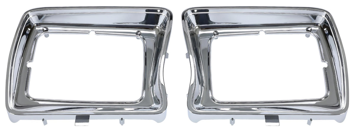 DAT AUTO PARTS Front Driver & Passenger Side PAIR HeadLight Door Bezel Grille, For 1978-1979 Ford Bronco For Use With Square Lamps, All Plastic Chr...