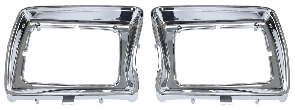 DAT AUTO PARTS Front Driver & Passenger Side PAIR HeadLight Door Bezel Grille, For 1978-1979 Ford Bronco For Use With Square Lamps, All Plastic Chr...