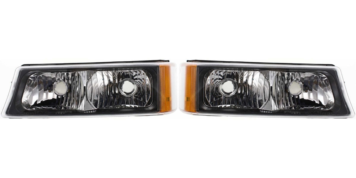 DAT AUTO PARTS Front Left Driver & Right Passenger Side Corner Park Light Turn Signal Lamp Lens Replacement For 2003 - 2006 Chevrolet Avalanche Cle...