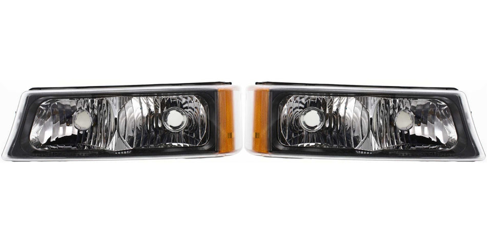 DAT AUTO PARTS Front Left Driver & Right Passenger Side Corner Park Light Turn Signal Lamp Lens Replacement For 2003 - 2006 Chevrolet Avalanche Cle...