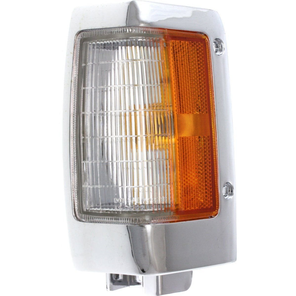 DAT AUTO PARTS Front Left Driver Side Marker Light Replacement For 1990-1997 Nissan Hardbody Pickup Truck Clear White Orange Lamp Lens with Chrome ...
