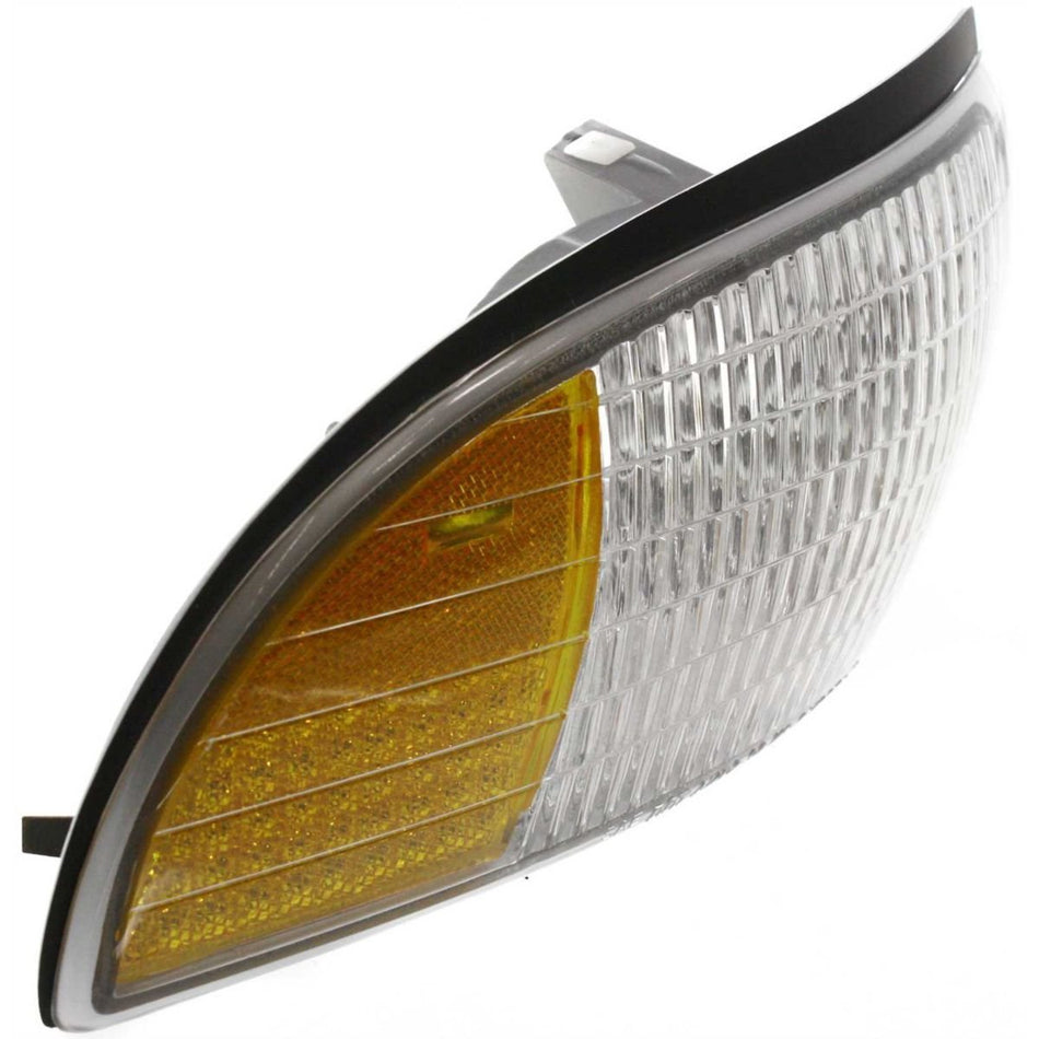 Front Passenger Side Lens Housing with Corner Light Lamp Fits 1991-1996 Chevrolet Caprice Clear and Orange Amber Lens Clear Lens GM2521120 5976556