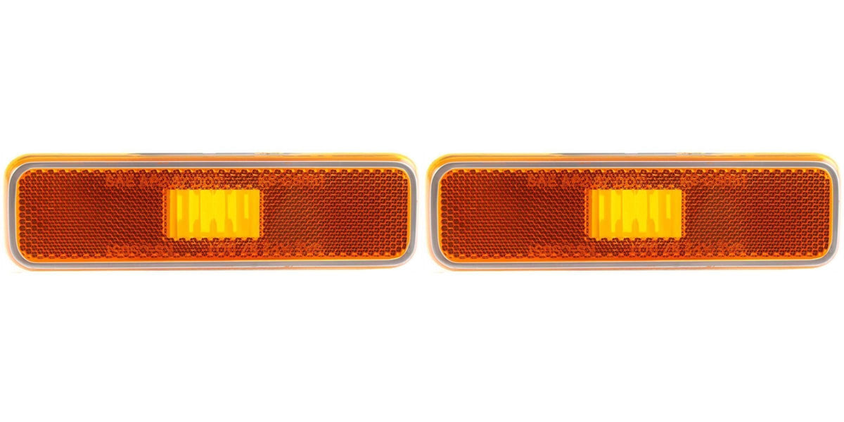 DAT AUTO PARTS Front Left Driver & Right Passenger Set Of 2 Bumper Reflector Side Marker Light Pair Replacement For 1974-1993 Dodge Ramcharger Oran...