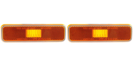 DAT AUTO PARTS Front Left Driver & Right Passenger Set Of 2 Bumper Reflector Side Marker Light Pair Replacement For 1974-1993 Dodge Ramcharger Oran...