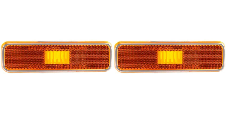 DAT AUTO PARTS Front Left Driver & Right Passenger Set Of 2 Bumper Reflector Side Marker Light Pair Replacement For 1974-1993 Dodge Ramcharger Oran...