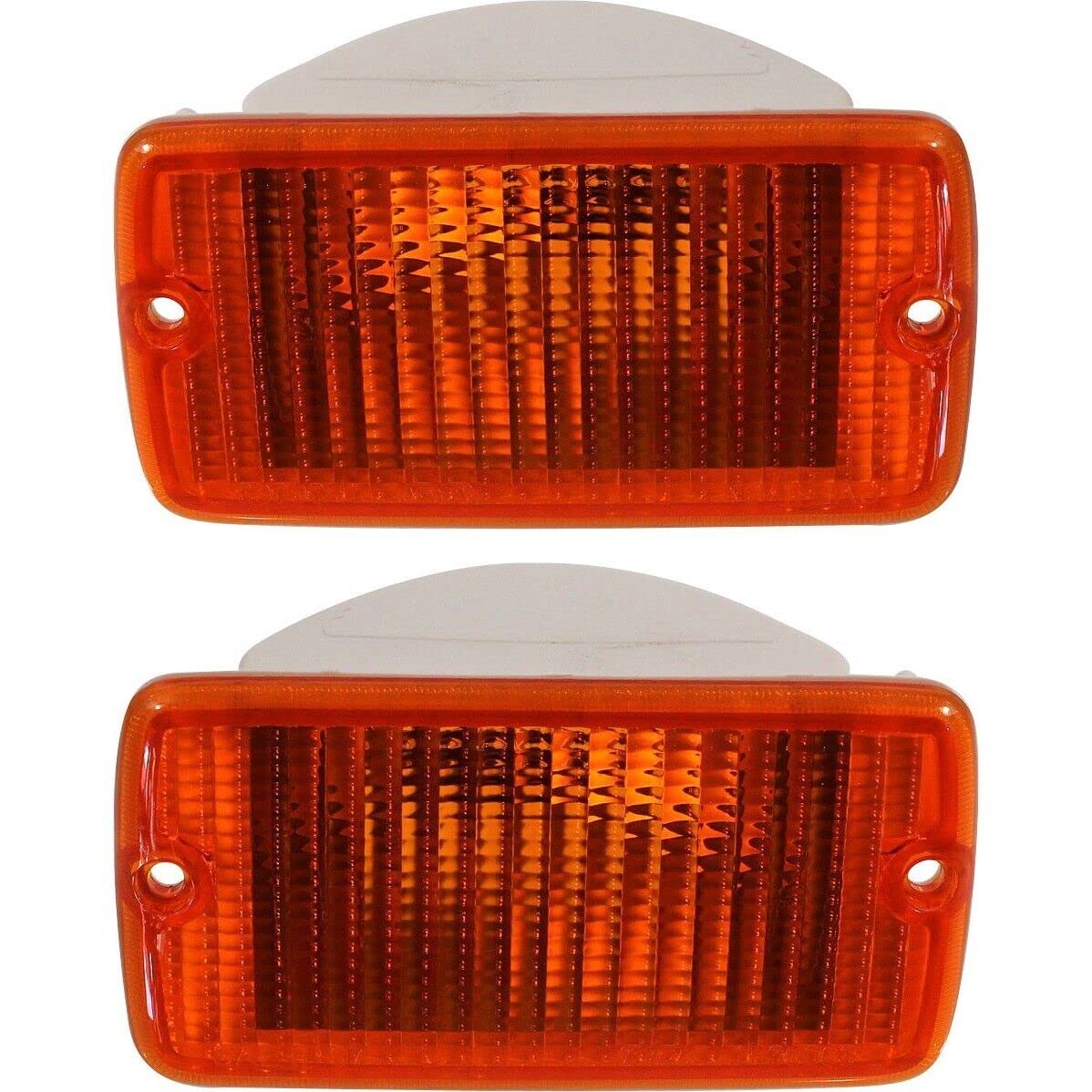 DAT AUTO PARTS Front Left Driver & Right Passenger Side Parking/Turn Signal Light Set Of 2 Replacement For 2001 - 2006 Jeep Wrangler Amber Lens CH2...