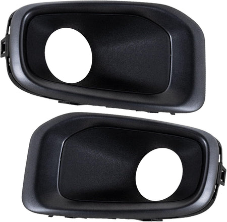 DAT AUTO PARTS Front Left Driver & Right Passenger Set Of 2 Bumper Fog Light Hole Cover Bezel Trim Pair Replacement For 2015-2018 Jeep Renegade Bla...