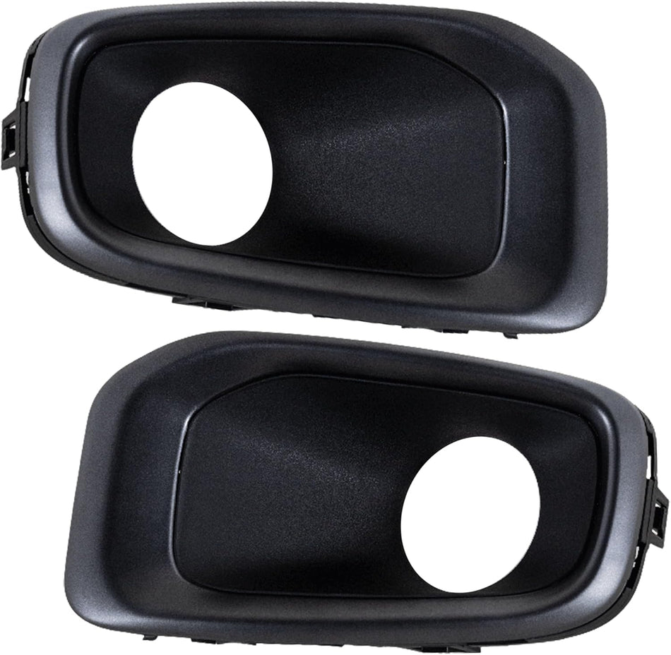DAT AUTO PARTS Front Left Driver & Right Passenger Set Of 2 Bumper Fog Light Hole Cover Bezel Trim Pair Replacement For 2015-2018 Jeep Renegade Bla...