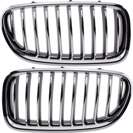 Front Left & Right Side PAIR Grille Assembly, For 2014-2016 BMW 5 Series Modern & Luxury Models, w/o M-Package, For Models w/o Night Vision, Plasti...