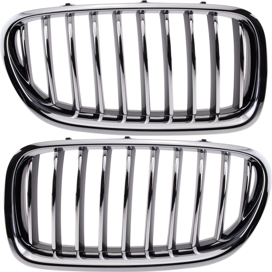 Front Left & Right Side PAIR Grille Assembly, For 2014-2016 BMW 5 Series Modern & Luxury Models, w/o M-Package, For Models w/o Night Vision, Plasti...