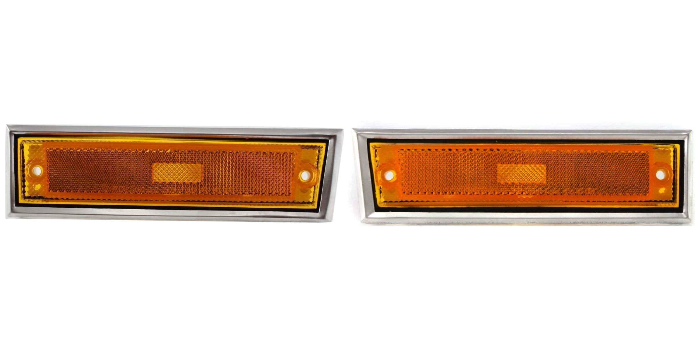 DAT AUTO PARTS Front Right Passenger & Left Driver Side Marker Light Corner Lamp Parking Chrome Trim Set Of 2 Replacement For 1981-1991 GMC Suburba...