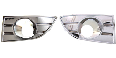 DAT AUTO PARTS Front Left Driver & Right Passenger Set Bumper Fog Light Bezel Trim Molding Cover Replacement For 2008-2009 Ford Taurus Silver Chrom...