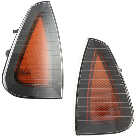 Front Left Driver & Right Passenger Side Set Of 2 Marker Light Housing Lamp Assembly Pair Replacement for 2006-2010 Dodge Charger Orange & Black Te...