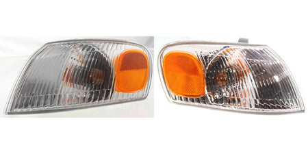 DAT AUTO PARTS Front Left Driver & Right Passenger Side Parking Light Pair Replacement For 1998 - 2000 Toyota Corolla Amber & Clear Lens TO2520150 ...