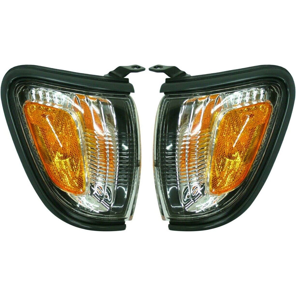 Front Driver and Passenger Side Parking Marker Light Set of 2 Fits 2001-2004 Toyota Tacoma 2004 Tacoma Clear Lens TO2520160 TO2521160 8161004070
