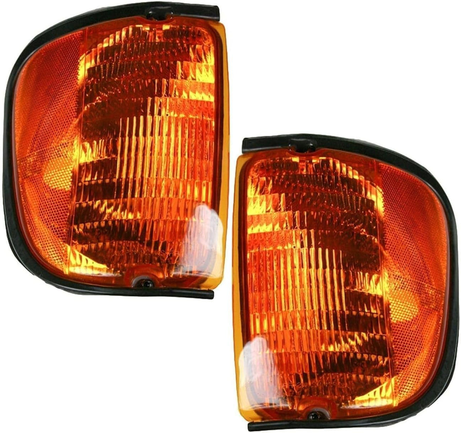 DAT AUTO Front Driver and Passenger Side Pair Corner Parking Signal Lamp Orange Marker Light Assembly Housing Plastic Lens Set of 2 Replacement For...