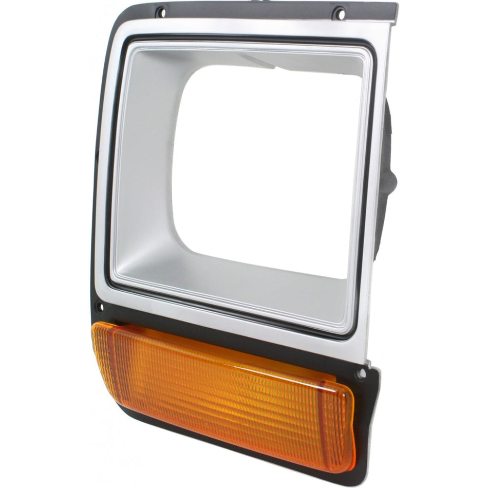 DAT AUTO PARTS Front Right Passenger Side HeadLight Door Grille Insert Bezel Trim, For 1986-1990 Dodge Ramcharger, Painted Silver/Black, Includes A...
