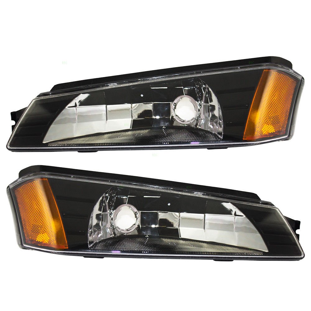 DAT AUTO PARTS Front Left Driver & Right Passenger Side Corner Park Turn Signal Light Replacement for 2002-2006 Chevrolet Avalanche Clear & Orange ...