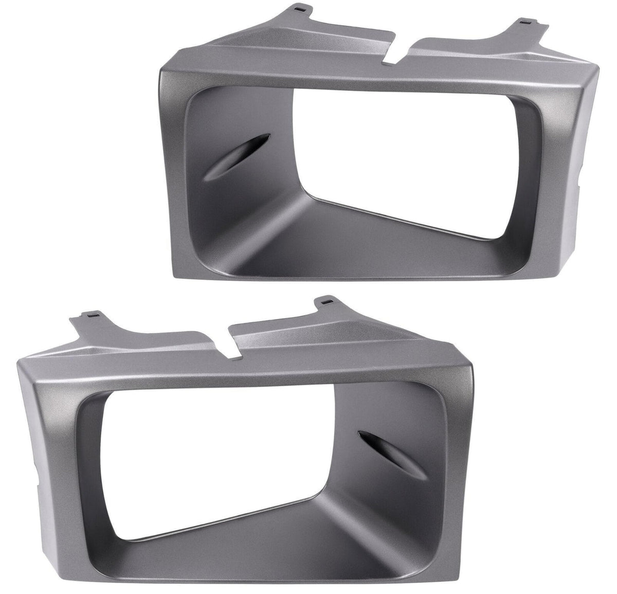 Front Driver & Passenger Side SET OF 2, HeadLight Door Bezel Grille, For 1999-2004 Ford Pickup Superduty, For Use With Sealed Beams, Black Plastic ...