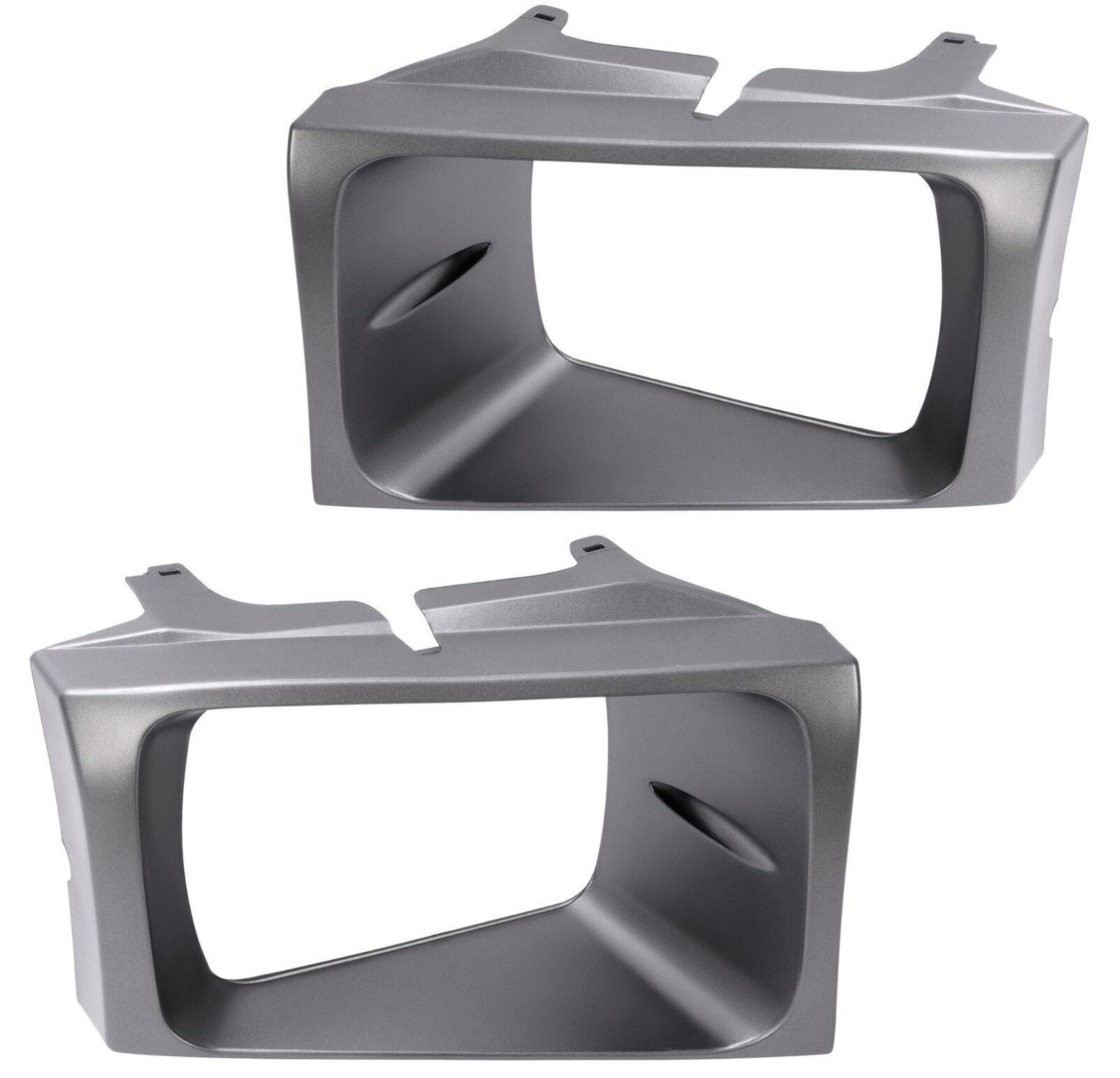 Front Driver & Passenger Side SET OF 2, HeadLight Door Bezel Grille, For 1999-2004 Ford Pickup Superduty, For Use With Sealed Beams, Black Plastic ...
