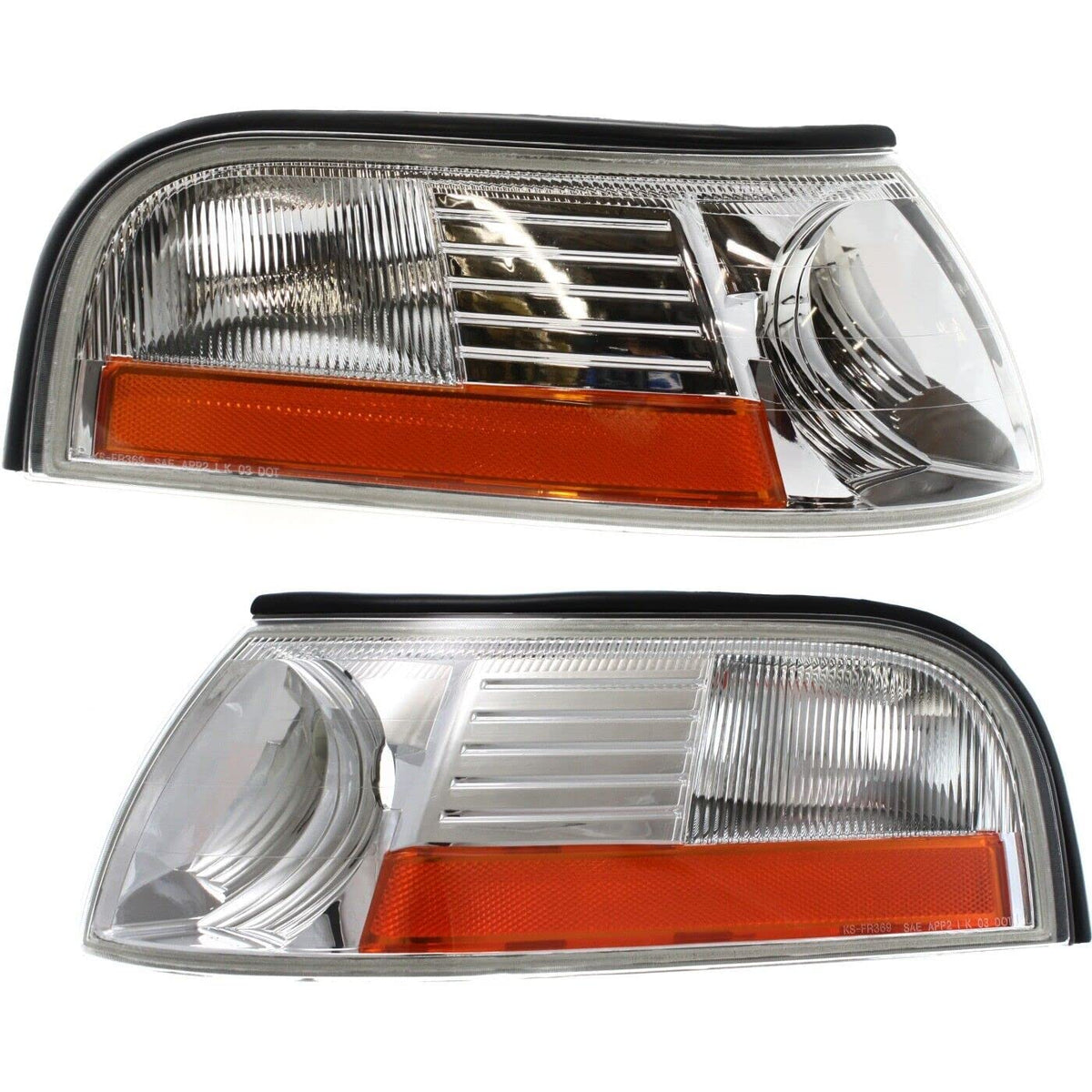 DAT AUTO PARTS Front Right Passenger & Left Driver Side Parking Lightl Pair Replacement For 2003 - 2005 Mercury Grand Marquis Clear & Amber Lens FO...