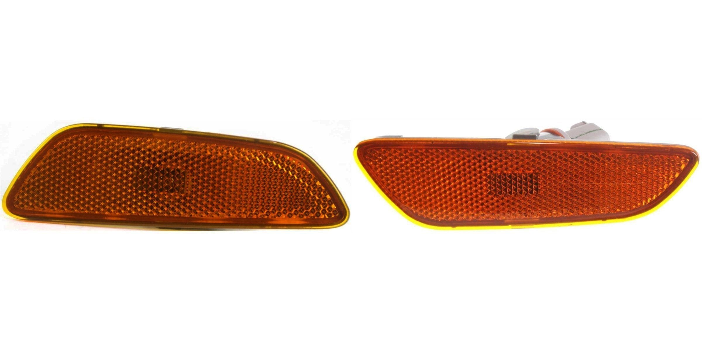 DAT AUTO PARTS Front Right Passenger & Left Driver Side Marker Light Corner Lamp Parking Set Of 2 Replacement For 2008 - 2009 Saturn Vue Amber Lens...
