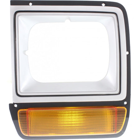 DAT AUTO PARTS Front Left Driver Side HeadLight Door Grille Insert Bezel Trim, For 1986-1990 Dodge Ramcharger, Painted Silver/Black, Includes Amber...