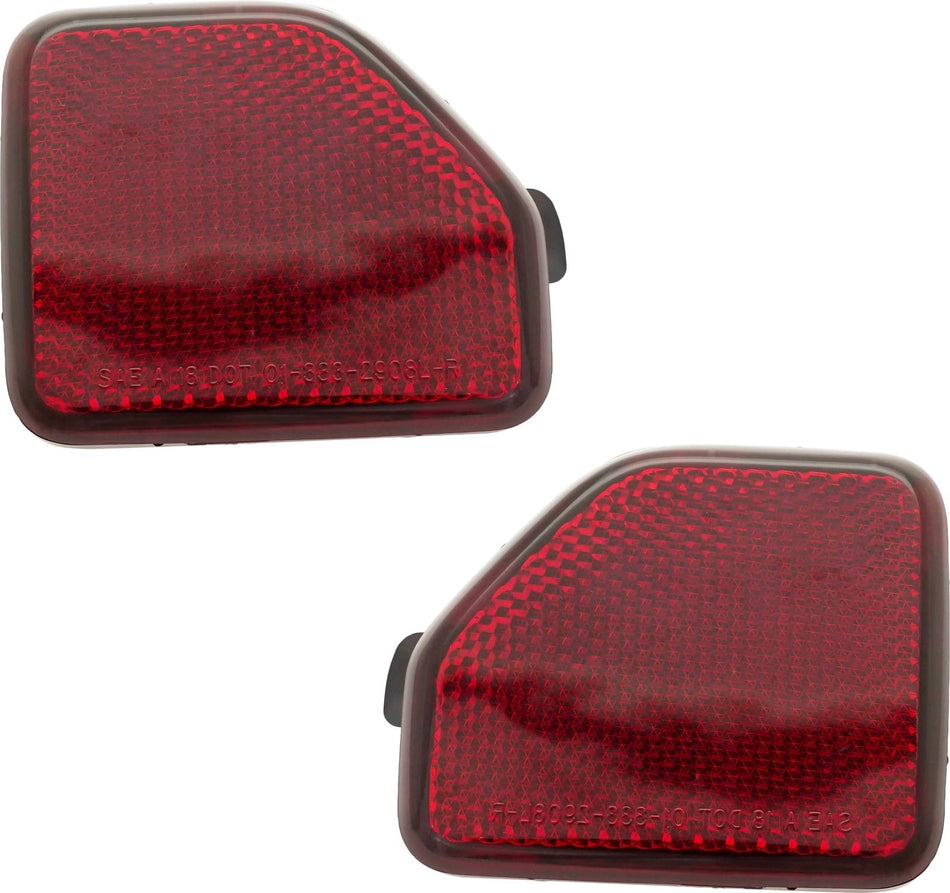 Rear Left & Right PAIR, Bumper Reflector, Fits 2018-2026 Jeep Wrangler JL, For Use On 3-Piece Plastic Cover W/ Exts Type & Steel Bumpers, Plastic R...