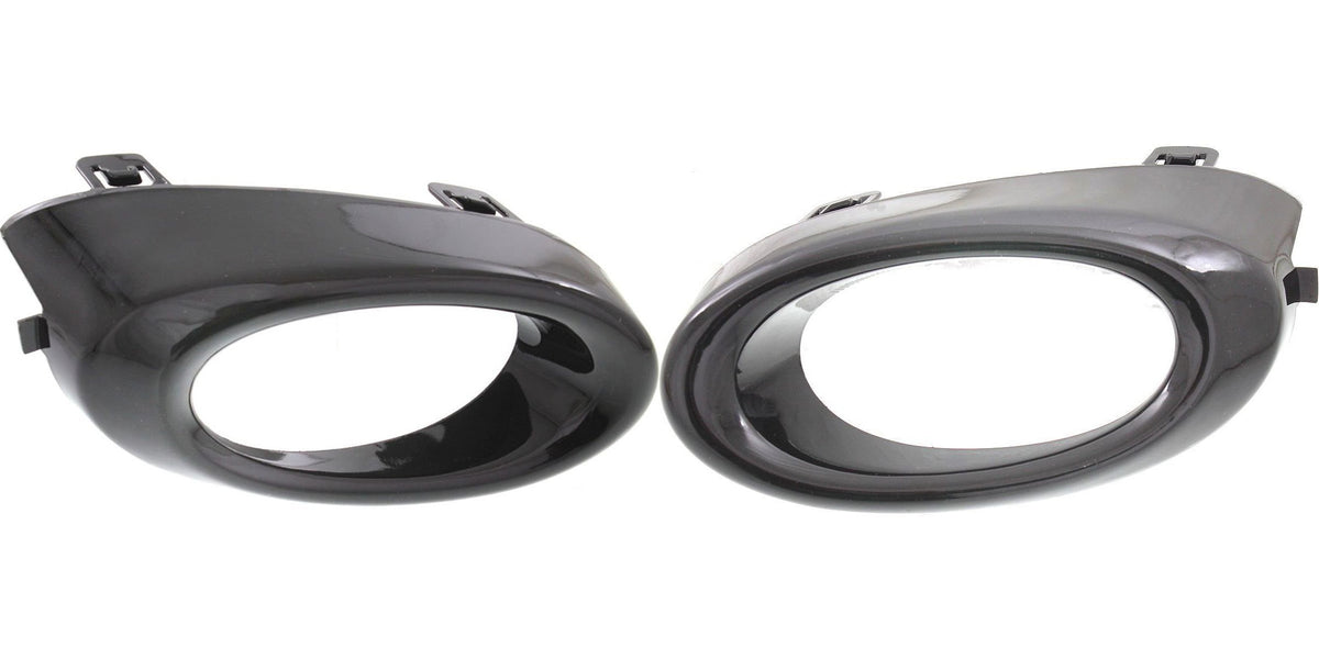 DAT AUTO PARTS Front Left Driver & Right Passenger Set Fog Light Bezel Trim Ring Molding Insert Replacement For 2013 2014 Honda Civic EX-L Sedan Bl...