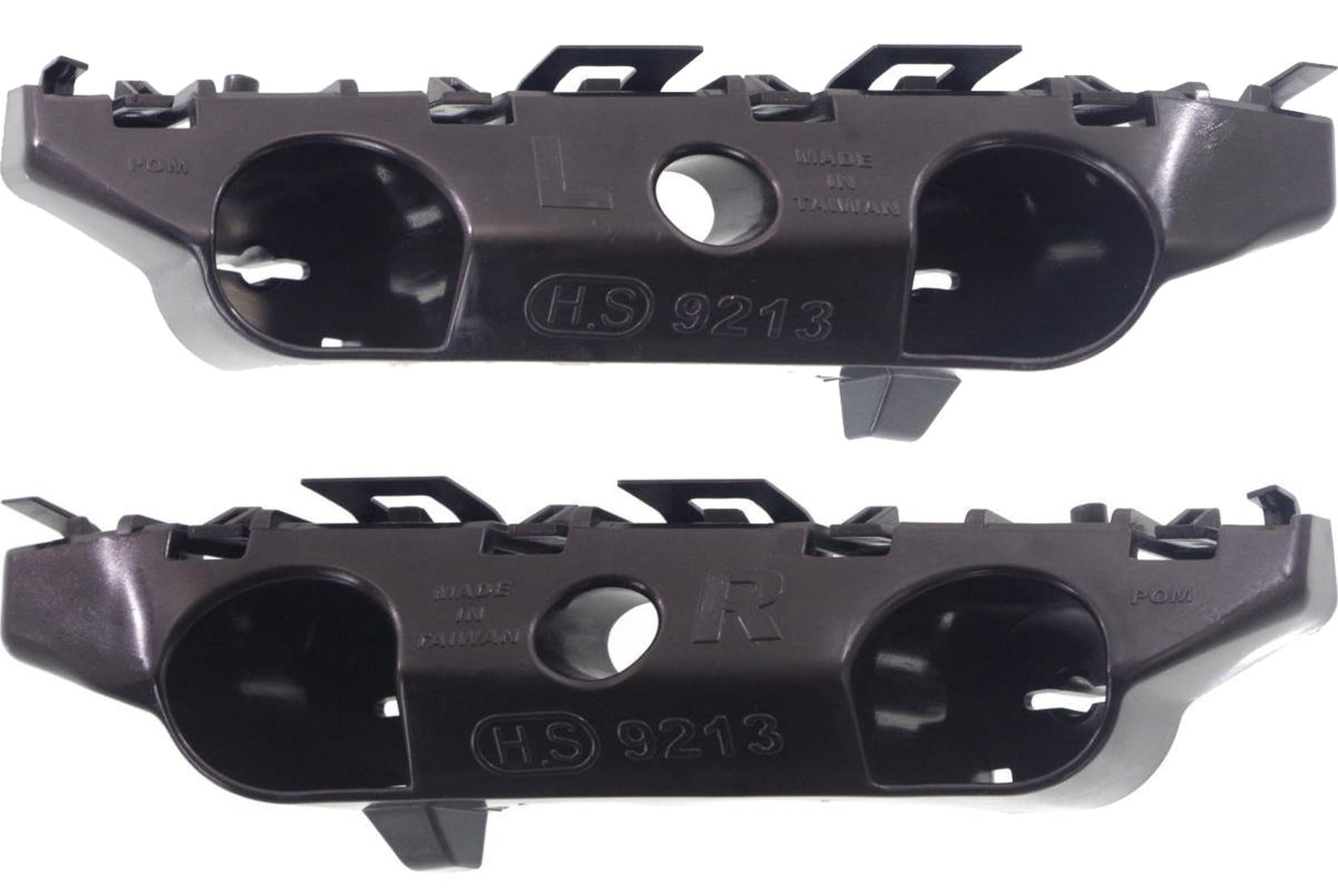 Front Driver & Passenger Side Bumper Cover Support Retainer Set of 2, For 2014-2019 Nissan Versa Hatchback Note Models, Black Textured Plastic, NI1...