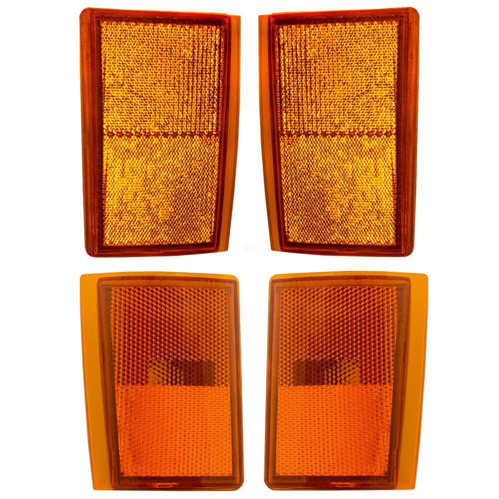 DAT AUTO PARTS Upper & Lower 4 Piece Amber Light Set Signal Side Marker Reflector Lights Kit Replacement for 1988-1993 Chevrolet C1500 Pickup Truck...