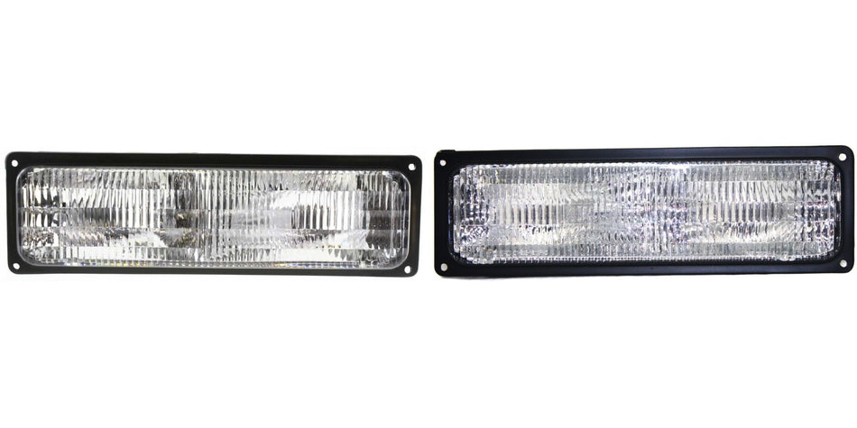 DAT AUTO PARTS Front Left Driver & Right Passenger Side Park Turn Signal Light Set of 2 Replacement for 1994-2002 GMC Chevrolet C/K Clear Lens GM25...