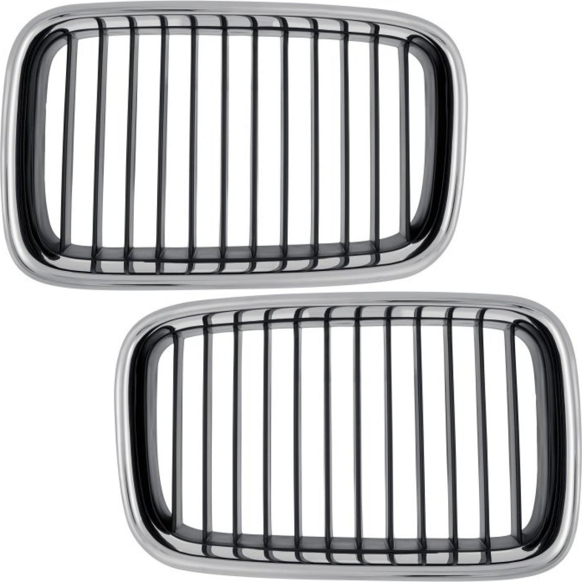 Front Left & Right PAIR Grille Assembly For 1992–1996 BMW 3 Series Convertible, Coupe, Sedan, 1995–1996 Hatchback & M3 (Except 328), Textured Silve...