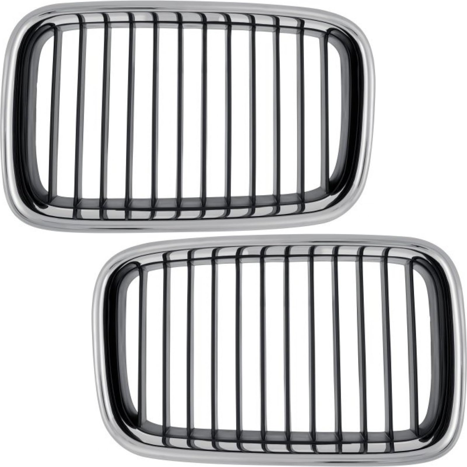 Front Left & Right PAIR Grille Assembly For 1992–1996 BMW 3 Series Convertible, Coupe, Sedan, 1995–1996 Hatchback & M3 (Except 328), Textured Silve...