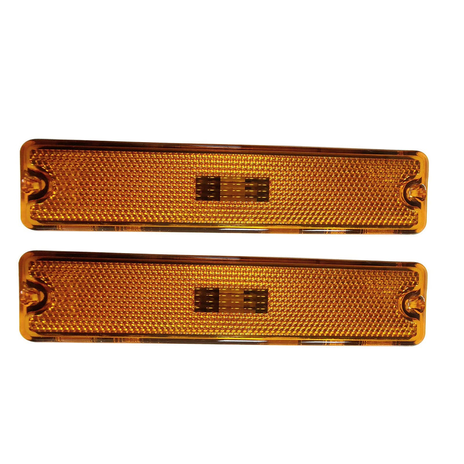 Front Driver and Passenger Side Bumper Reflector Marker Light Set of 2 Fits 1987-1995 Jeep Wrangler YJ Amber Lens CH2550105 56001424