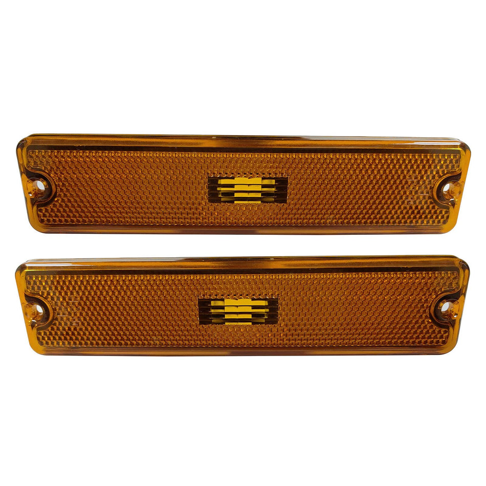 Front Driver and Passenger Side Marker Light Set of 2 Fits 1987-1995 Jeep Wrangler Amber Lens CH2550105 56001424