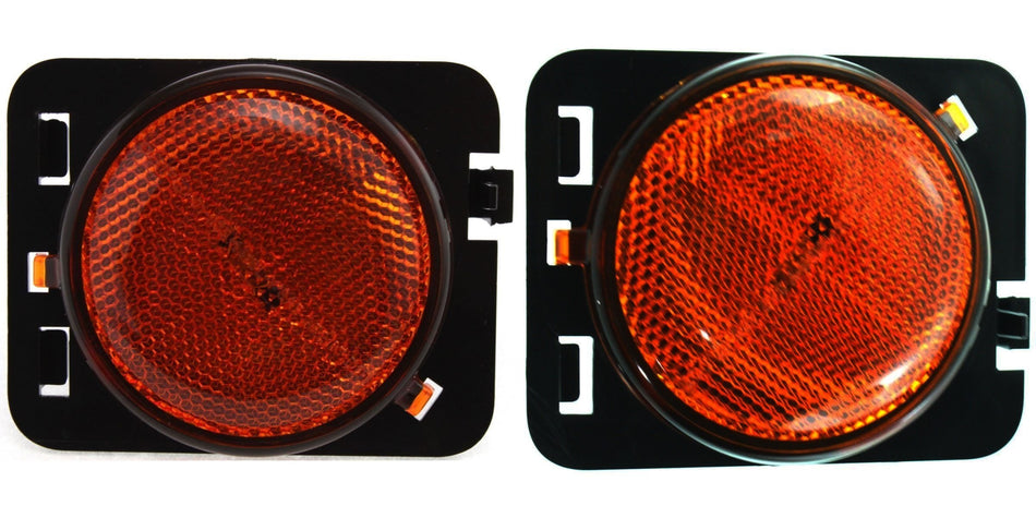 DAT AUTO PARTS Front Right Passenger & Left Driver Side Marker Light Lens Replacement for 2007 - 2017 Jeep Wrangler Amber Lens CH2550127 CH2551127 ...