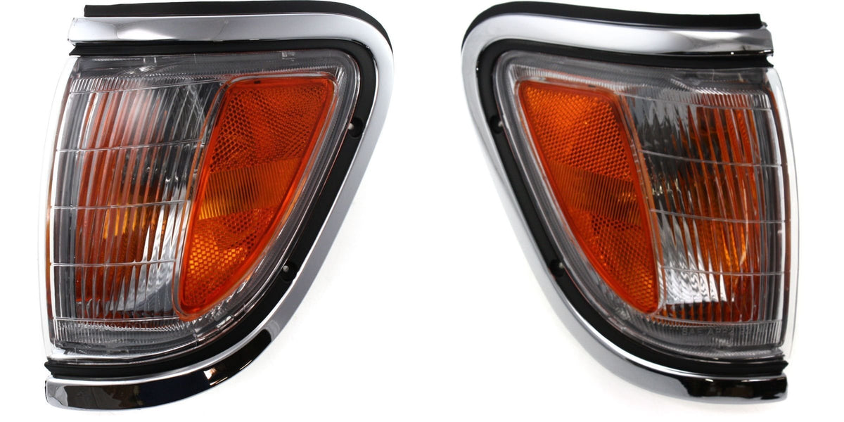 DAT AUTO PARTS Front Left Driver & Right Passenger Side Parking Light Lens & Housing Pair Replacement For 1995 - 1997 Toyota Tacoma Amber & Clear L...