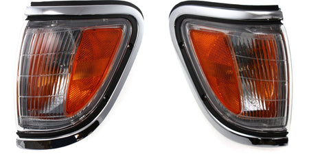 DAT AUTO PARTS Front Left Driver & Right Passenger Side Parking Light Lens & Housing Pair Replacement For 1995 - 1997 Toyota Tacoma Amber & Clear L...