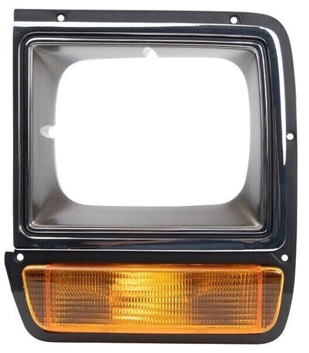 DAT AUTO PARTS Front Left Driver Side HeadLight Door Grille Insert Bezel Trim, For 1986-1990 Dodge Ramcharger, Chrome/Black Textured Plastic, Singl...