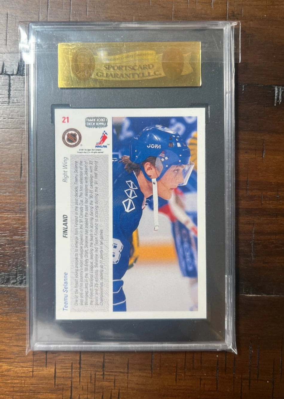 1991-92 Upper Deck Canada Cup Teemu Selanne #21 SGC 92 Rookie RC HOF Winnepeg Jets
